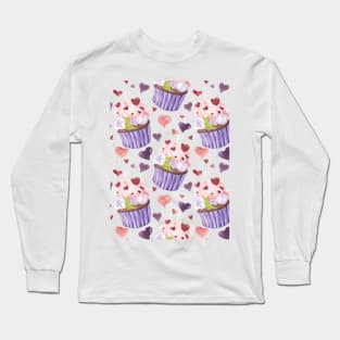 Creamy Chocolate Cupcake Pattern Long Sleeve T-Shirt